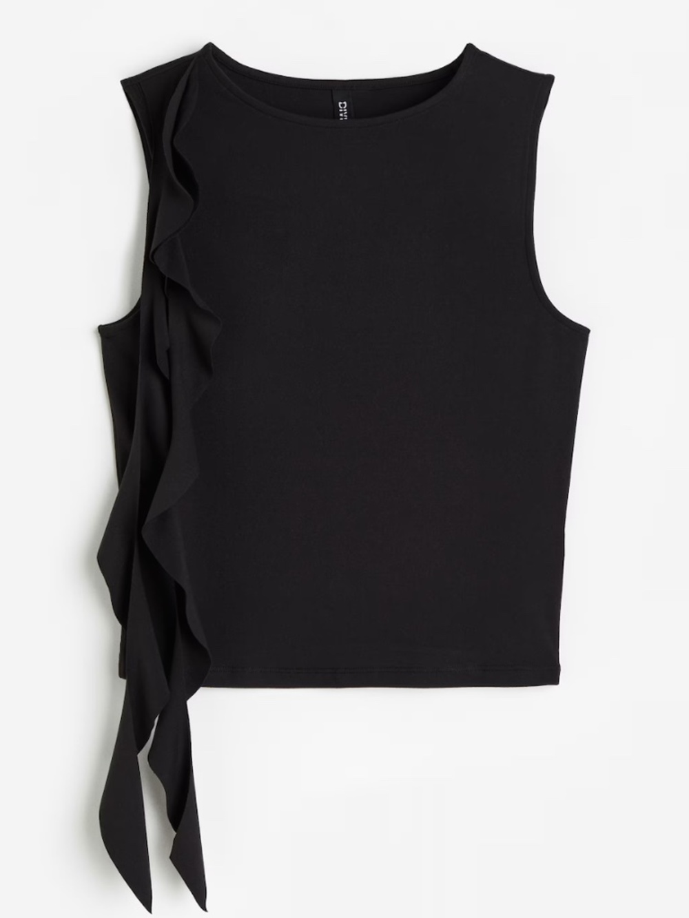 Black Ruffle detail Sleeveless Top
